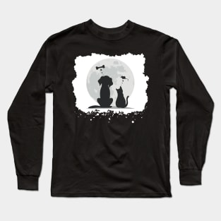 Dog and Cat Midnight Dreams Long Sleeve T-Shirt